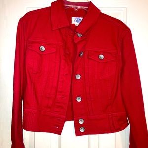 Sz Med-Women’s Red, Med Length, 3/4 length sleeve, party jacket
